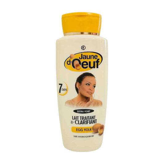 Jaune d’Oeuf Egg Yolk Body Lotion bottle with a woman's face on the label against a white background