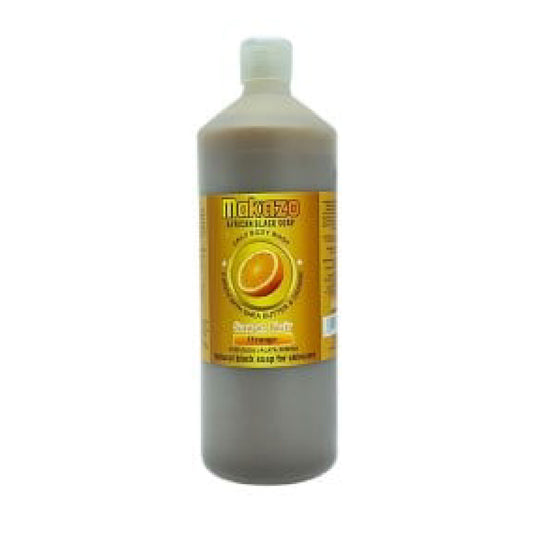 Bottle of Makazo African Black Soap Orange Deep conditioner on a white background