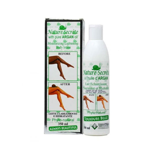 Nature Secrète body lotion with packaging on a white background