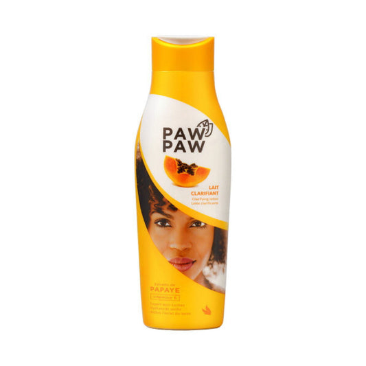 Paw Paw Clarifiant body lotion bottle with a woman's face on a white background
